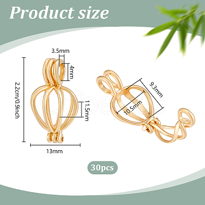 30Pcs Hollow Out Alloy Bead Cage Pendants KK-PH0014-14G-1