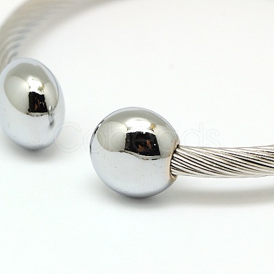 Tarnish Resistant 304 Stainless Steel Torque Bangles BJEW-N225-76P-1