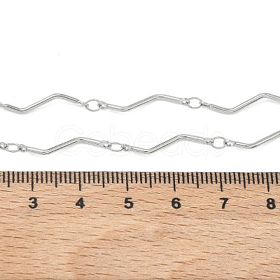 304 Stainless Steel Wave Bar Link Chain Necklaces NJEW-D299-01P-1