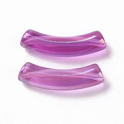 UV Plating Transparent Rainbow Iridescent Acrylic Beads OACR-A016-01I-1