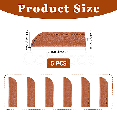 6Pcs PU Leather Pen Tip Protective Case AJEW-CL0002-24A-1