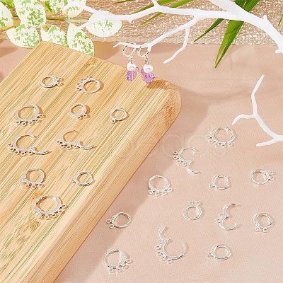 SUPERFINDINGS 40Pcs 4 Style Rack Plating Eco-friendly Brass Huggie Hoop Earring Findings KK-FH0003-98-1