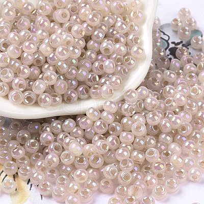 6/0 Opaque Colours Rainbow Plated Round Glass Seed Beads SEED-T006-04D-02-1