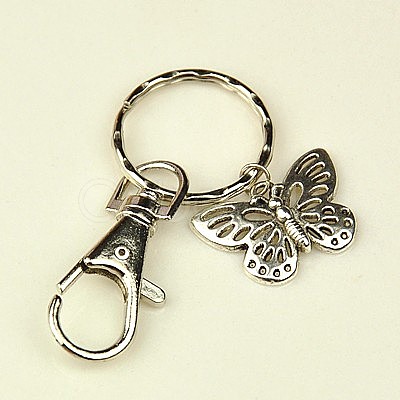 Tibetan Style Butterfly Keychain KEYC-JKC0009-15-1