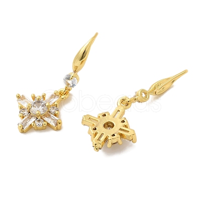 Cross Rack Plating Brass Micro Pave Cubic Zirconia Dangle Earrings EJEW-K289-02G-1