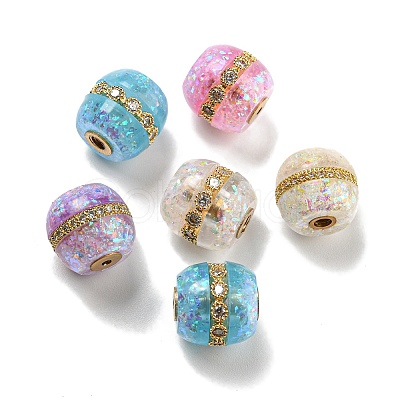 Rack Plating Brass Micro Pave Cubic Zirconia with Synthetic Opal Beads KK-B080-01B-1