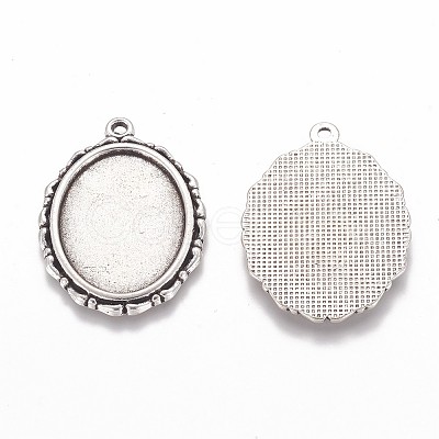 Metal Alloy Pendant Cabochon Settings PALLOY-A15605-AS-NF-1