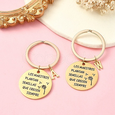 201 Stainless Steel & Brass Letter Keychain KEYC-YW00095-01-1