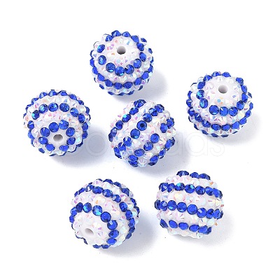 Striped Resin Rhinestone Beads OACR-A037-01B-1