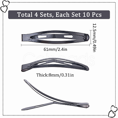 4 Sets Iron Snap Hair Clips AJEW-SC0003-37A-02-1