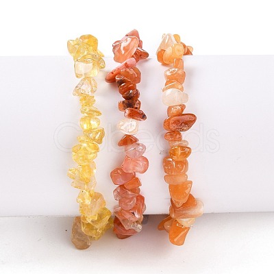 Chips Natural Mixed Stone Stretch Bracelets BJEW-JB05644-1