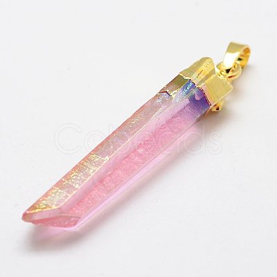 Electroplate Natural Quartz Crystal Pendants G-F463-04B-1