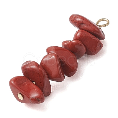Gradient Color Natural Rhodonite & Natural Red Jasper & Natural Strawberry Quartz Chip Beaded Pendants PALLOY-JF02795-06-1