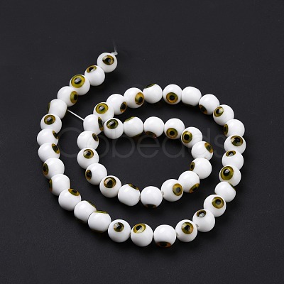 Handmade Evil Eye Lampwork Round Bead Strands LAMP-L055-8mm-29-1