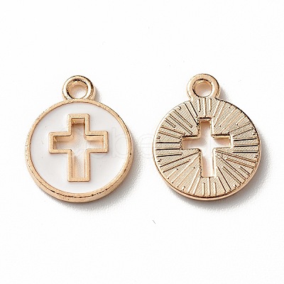 Light Gold Plated Alloy Enamel Pendants ENAM-R136-18A-1