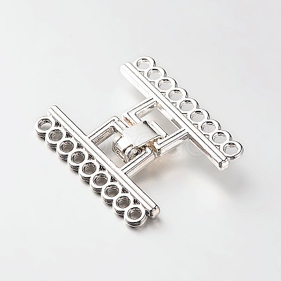 9 Strands Alloy and Brass Fold Over Clasps PALLOY-N0112-04P-1