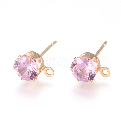 Brass Stud Earring Findings KK-L199-B-M-1