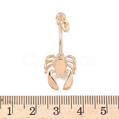 Scorpion Brass Synthetic Turquoise Curved Barbell Belly Rings AJEW-L099-02G-1