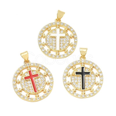 Religion Cross Brass Micro Pave Clear Cubic Zirconia Pendants CU-CBA83A6-03A-G-1