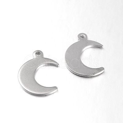 Tarnish Resistant Moon 304 Stainless Steel Pendants STAS-N059-16-1