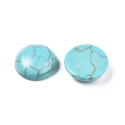 Craft Findings Dyed Synthetic Turquoise Gemstone Flat Back Dome Cabochons TURQ-S266-20mm-01-1