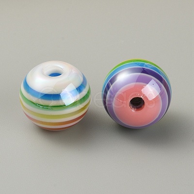 Electroplated Opaque Stripe Resin European Beads RESI-CJC0019-34-1