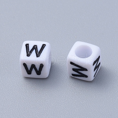 Acrylic Horizontal Hole Letter Beads PL37C9308-W-1