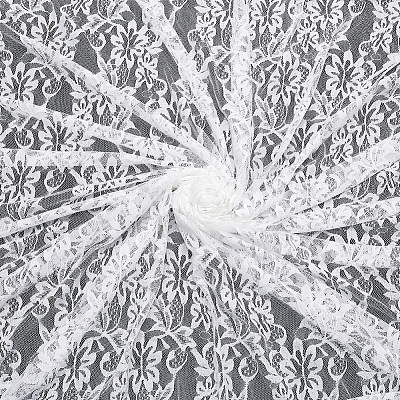 Flower Pattern Nylon Lace Fabric OCOR-WH0092-20A-1