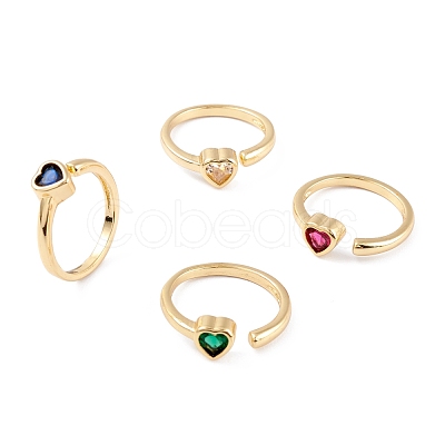 Brass Micro Pave Cubic Zirconia Cuff Rings RJEW-M138-13G-1