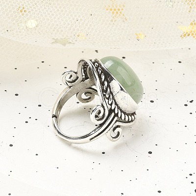 Natural Green Aventurine Adjustable Rings RJEW-I108-01AS-02-1