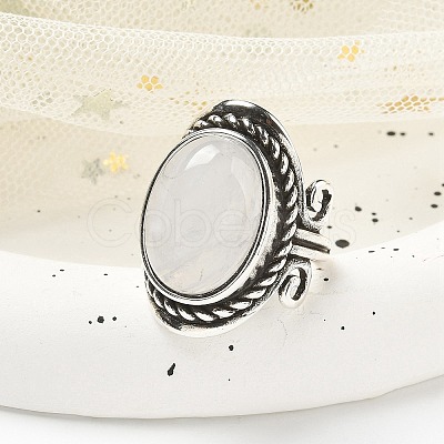 Natural Quartz Crystal Adjustable Rings RJEW-I108-01AS-09-1