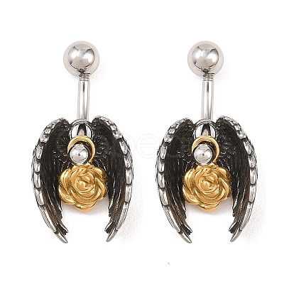 316 Stainless Steel Curved Barbell Dangle Belly Rings AJEW-C044-01-1