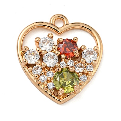 Brass Micro Pave Clear Cubic Zirconia Pendants ZIRC-U003-01G-02-1