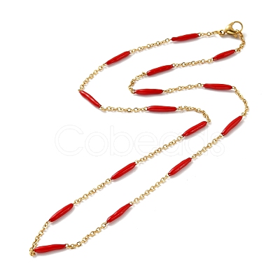 Enamel Bar Link Chain Necklace STAS-B025-02G-03-1