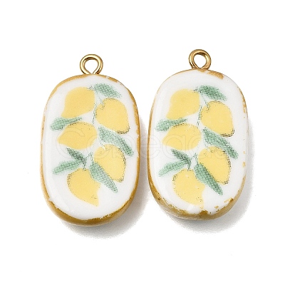 Fruit & Floral & Animals Printed Handmade Porcelain Pendants X-STAS-Z207-01G-03-1