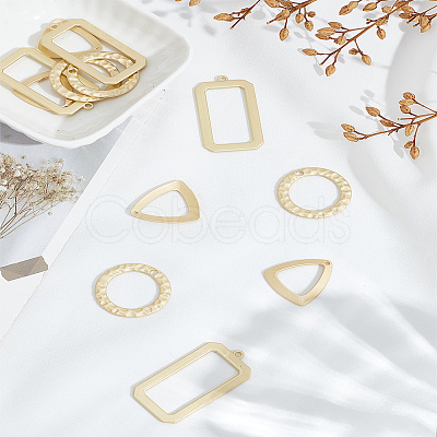 12Pcs 3 Style Smooth Surface Alloy Pendants FIND-LP0005-70-1