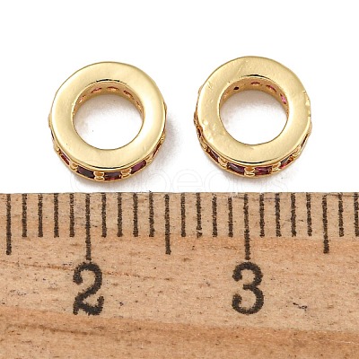 Rack Plating Brass Micro Pave Clear Cubic Zirconia Beads KK-U030-32G-06-1