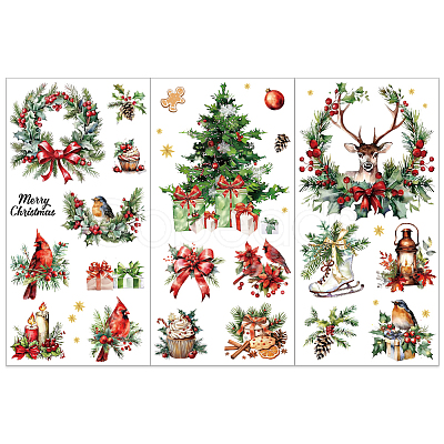 3 Sheets 3 Styles PVC Waterproof Decorative Stickers DIY-WH0404-158-1