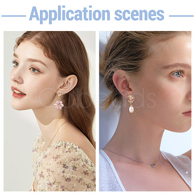 8Pcs 4 Styles Brass with Clear Cubic Zirconia Stud Earring Findings KK-TA0002-61-1
