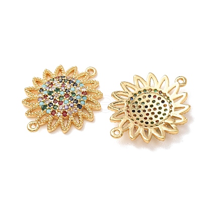 Brass Micro Pave Colorful Cubic Zirconia Connector Charms CU-CBA4579-04G-A-1