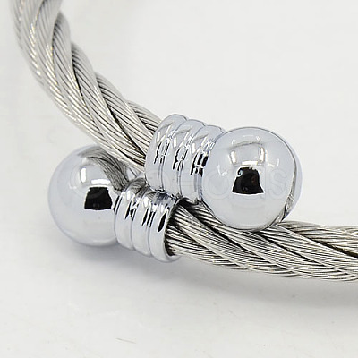 Trendy Men 304 Stainless Steel Torque Bangles BJEW-L087-01-1