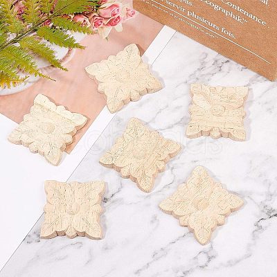 Natural Solid Wood Carved Onlay Applique Craft WOOD-FH0001-35-1