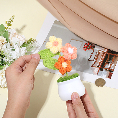 1Pc Hand Knitted Potted Plants Crochet Flower DJEW-SC0001-15C-1