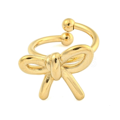 Ion Plating(IP) 304 Stainless Steel Open Cuff Rings for Women RJEW-S409-01G-04-1