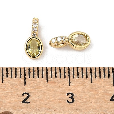 Brass Micro Pave Cubic Zirconia Charms KK-Q039-04G-1