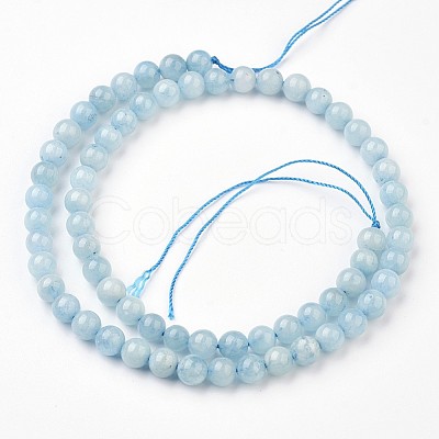 Natural Aquamarine Bead Strands G-J376-23-6mm-1