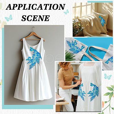 4Pcs 2 Style Polyester Embroidery Sew on Appliques PATC-MA0001-33C-1