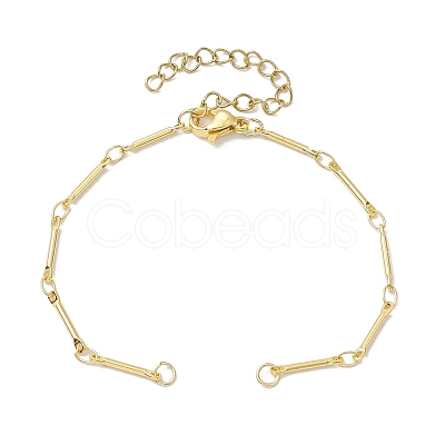 Brass Bar Link Chain Bracelet Making AJEW-JB01219-01-1