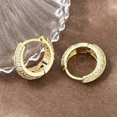 Brass Micro Pave Cubic Zirconia Hoop Earrings KK-CBAD104-04G-D-1