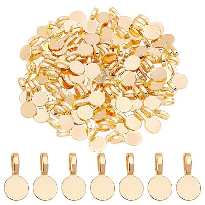 DICOSMETIC 100Pcs Tibetan Style Alloy Glue On Flat Pad Pendant Bails FIND-DC0002-16-1